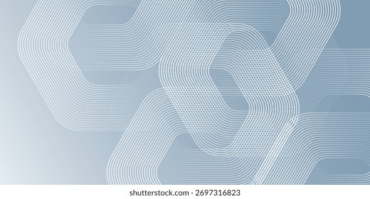 Linhas hexágonas abstratas sobre fundo cinza. Projeto de arte de linha de faixa geométrica moderno