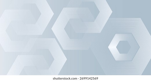 Abstract hexagon lines on gray background. Geometric stripe line art modern art