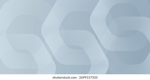 Abstractas líneas hexagonales sobre fondo gris. Diseño de arte de línea de rayas geométricas moderno