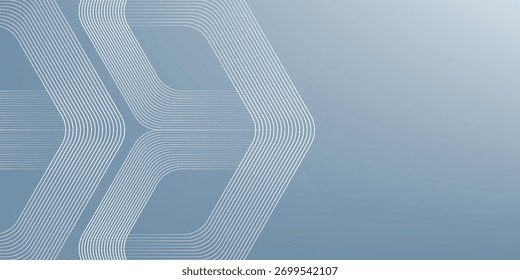 Abstract hexagon lines on gray background. Geometric stripe line art design for poster, brochure, cover, website, banner.