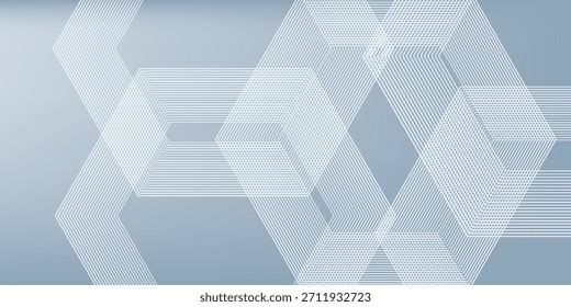 Abstract hexagon lines on gray background. Geometric stripe line art design for poster, brochure, cover, website, banner.