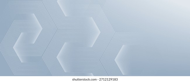 Linhas hexágonas abstratas sobre fundo cinza. Arte de linha de faixa geométrica