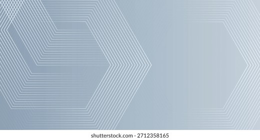 Abstractas líneas hexagonales sobre fondo gris. Diseño de arte de línea de rayas geométricas moderno. Ilustración vectorial eps10