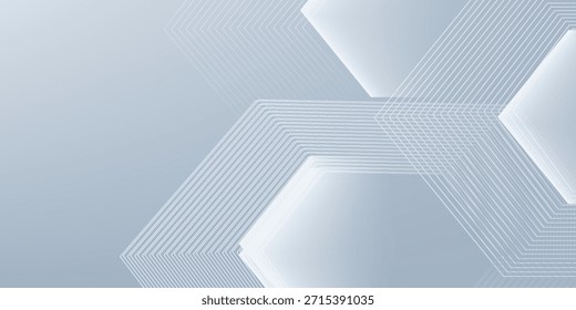 Linhas hexágonas abstratas sobre fundo cinza. Arte de linha de faixa geométrica