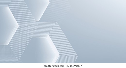 Abstract hexagon lines on gray background. Geometric stripe line art