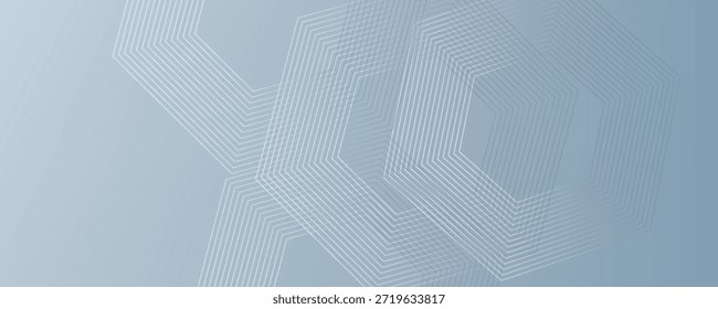 Abstractas líneas hexagonales sobre fondo gris. Arte de línea de banda geométrica
