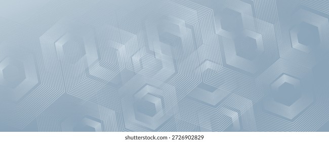 Abstractas líneas hexagonales sobre fondo gris. Diseño de arte de línea de rayas geométricas moderno