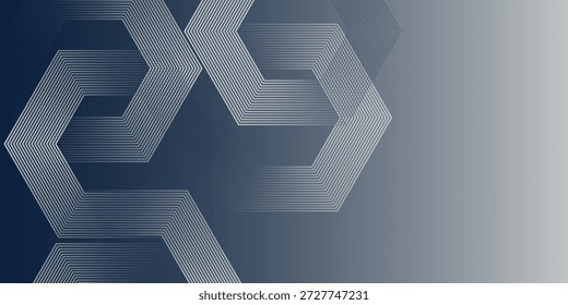 Abstract hexagon lines on gray background. Geometric stripe line art design modern,eps.10

