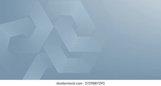 Abstractas líneas hexagonales sobre fondo gris. Diseño de arte de línea de rayas geométricas moderno