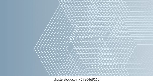 Abstractas líneas hexagonales sobre fondo gris. Diseño de arte de línea de rayas geométricas moderno