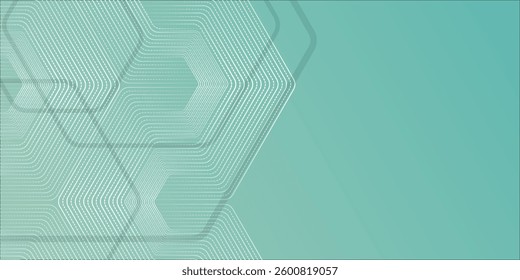 Abstract hexagon lines on green background. Modern geometric lines. Stripe line design