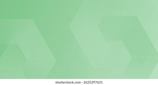 Abstrai linhas hexágono no fundo verde. Projeto de arte de linha de faixa geométrica moderno. Vetor EPS 10