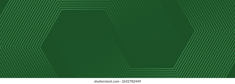 Abstrai linhas hexágono no fundo verde. Moderno design de linha geométrica.