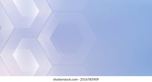 Abstract hexagon lines on light mesh blue an pink background. Geometric stripe line art design for poster, brochure, cover, website, header, web banner, presentation modern