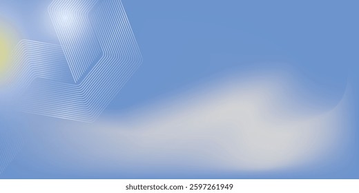 Abstract hexagon lines on light blue background. Geometric line art design for poster, flyer, cover, website, header, web banner, presentation