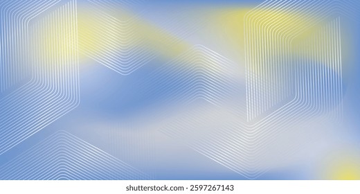 Abstract hexagon lines on light blue background. Geometric line art design modern for poster, flyer, cover, website, header, web banner, presentation