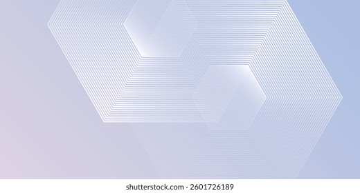 Abstract hexagon lines on light mesh blue an pink background. Geometric stripe line art design for poster, brochure, cover, website, header, web banner, presentation modern
