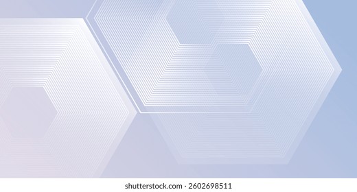 Abstract hexagon lines on light mesh blue an pink background. Geometric stripe line art design for poster, brochure, cover, website, header, web banner, presentation modern abstract simple design