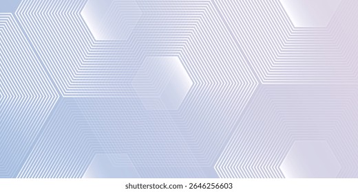 Abstract hexagon lines on light mesh blue an pink background. Geometric stripe line simple abstract