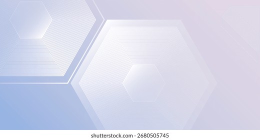 Abstract hexagon lines on light mesh blue an pink background. Geometric stripe line art design for poster, brochure, cover, website modern