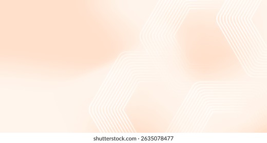 Abstract hexagon lines on pastel orange background. Geometric stripe line art design modern