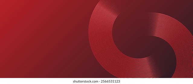 Abstract hexagon lines on red background. Geometric stripe line art design modern