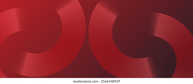 Abstract hexagon lines on red background. Geometric stripe line art design modern