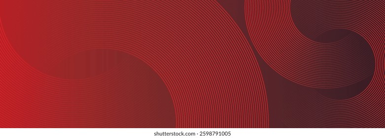 Abstract hexagon lines on red background. Geometric stripe line art design modern