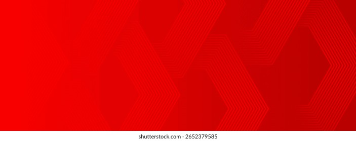 Linhas hexágono abstratas sobre fundo vermelho. Design de arte de linha de faixa geométrica moderno. poser, site, negócios, banner