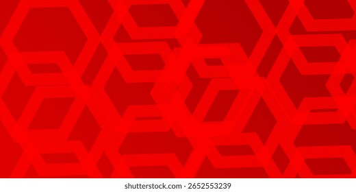 Abstract hexagon lines on red background. Geometric stripe line art design modern.eps10