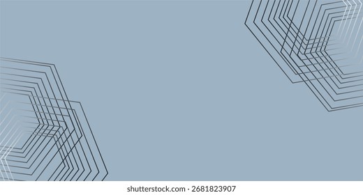 Abstractas líneas hexagonales sobre fondo plateado. Diseño de arte de línea de rayas geométricas moderno.