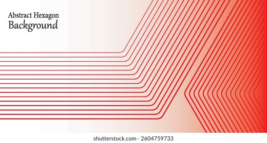 Abstract hexagon lines on white and red background. Geometric stripe line art design modern