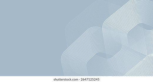 Abstractas líneas hexagonales sobre fondo blanco azul. Diseño de arte de línea de rayas geométricas bien moderno