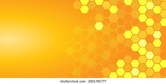 Abstract hexagon lines pattern on yellow background. Medical and science, structure molecule dna concept. Vector illustration