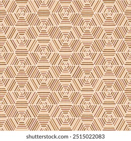 Abstract hexagon lines seamless pattern. Brown vector illustration pattern background