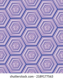 Abstract Hexagon Lines and Stars Geometric Seamless Pattern Stylish Interior Design Perfect for Wall Paper or Allover Fabric Print Lilac Tones