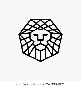 abstract hexagon lion logo isolated on white 
