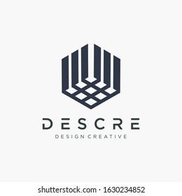 Abstract hexagon logo design With building Concept. Modern logo with lines style. Vector design template elements for your application or corporate identity. - vector