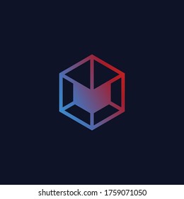 abstract hexagon logo design illustration, tech, technology, computer, data, internet, modern