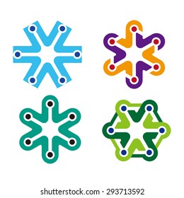 Abstract hexagon logo element. Colorful digital icon set. You can use in the machine, chips, electronics, and communication concept of pattern. 