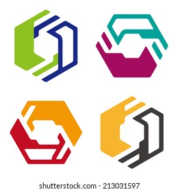 Abstract hexagon logo pattern. Colorful icons set. You can use in the machine, commerce, mathematics, architecture, medical and communication concept of pattern. 