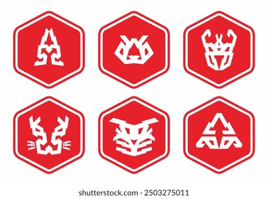 abstract hexagon logo in red color