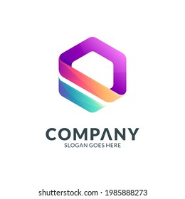 Abstract hexagon logo template with gradient color