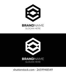 Abstrato logotipo hexágono com setas para cima e para baixo