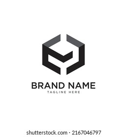 Abstract hexagon logo vector. Cube logo. Creative geometric logo design concept.