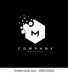 Abstract hexagon M letter logo