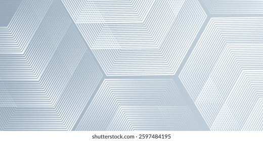 Abstract hexagon modern lines on gray background. Geometric stripe line art design modern