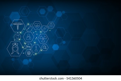 abstract hexagon molecular structure infographic of medical health care concept background