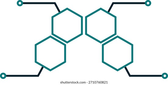 Red hexagonal Abstractas o diagrama de flujo con múltiples conexiones entre nodos centrales.