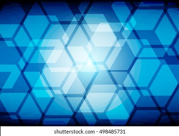 Abstract hexagon on blue background. illustration vector design